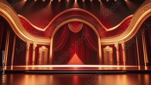 Red golden ceremony award stage venue background.