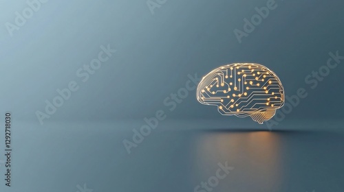 Holographic Electric Circuit Brain Concept Digital Environment 3D Visualization Futuristic Viewpoint
