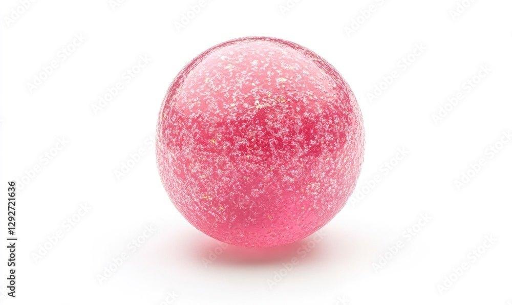 Gummy candy ball, a pink, spherical, gaseous shape on a white background, with no shadow, in high resolution Gummy candy ball, a pink, spherical, gaseous shape on a white background, with no shadow, in high resolution