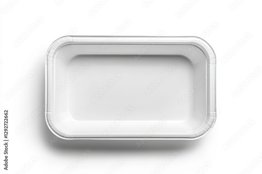 Isolated white plastic plate or styrofoam container on a white background with cutout Isolated white plastic plate or styrofoam container on a white background with cutout