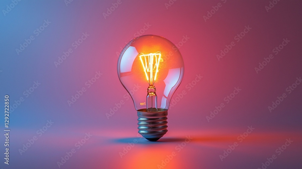 Glowing incandescent light bulb on gradient background. Glowing incandescent light bulb on gradient background.