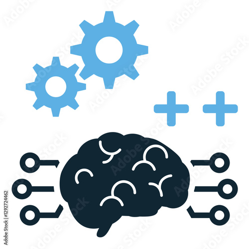 Reinforcement learning icon vector illustrating AI training through trial and error, rewards, and actions. Ideal for machine learning, decision-making, robotics, automation, and AI development concept