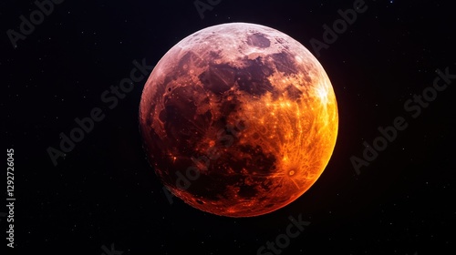 Obraz na płótnie A surreal lunar eclipse turns the moon into a glowing crimson sphere casting eerie shadows on Earth w salonie
