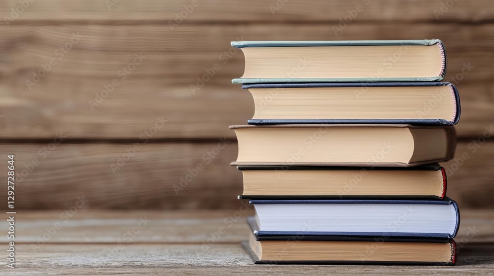 Stack of books on a wooden table, perfect for reading and learning enthusiasts. Stack of books on a wooden table, perfect for reading and learning enthusiasts.