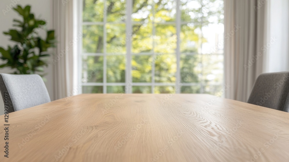Light Wooden Table in Front of Window View