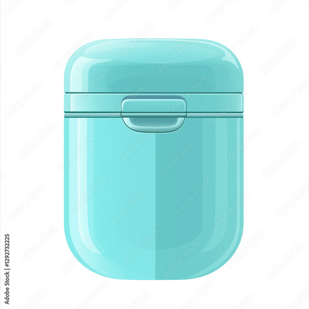 Compact turquoise dental floss container with snap-on lid, symbolizing portable oral hygiene for clean and healthy teeth Compact turquoise dental floss container with snap-on lid, symbolizing portable oral hygiene for clean and healthy teeth