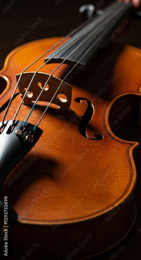 Fototapeta premium Elegant violin close up showcasing musical artistry and fine craftsmanship