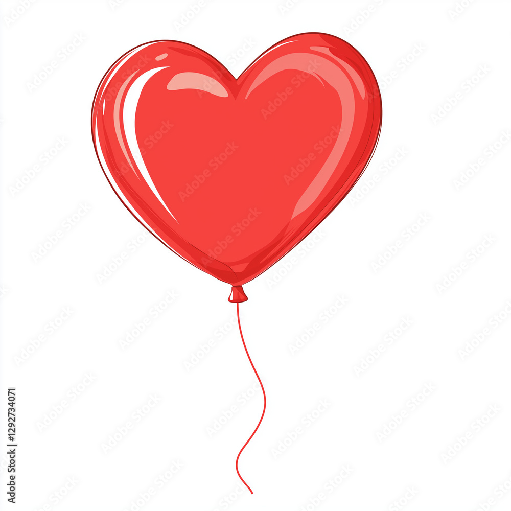 Glossy red heart-shaped balloon with a string, perfect for Valentine's Day, romantic decorations, and celebrations Glossy red heart-shaped balloon with a string, perfect for Valentine's Day, romantic decorations, and celebrations