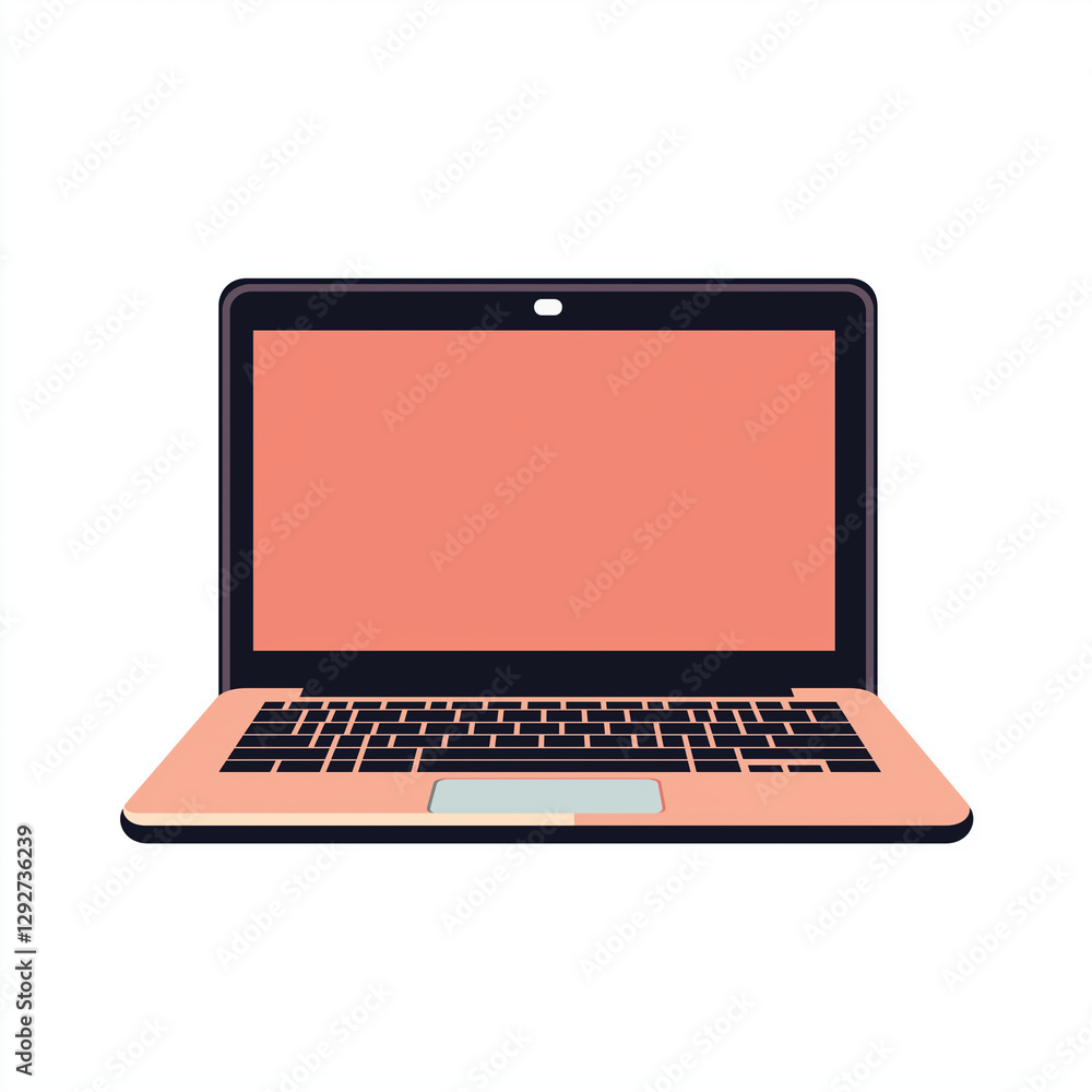 Minimalistic coral laptop with an open screen, ideal for modern workspace, browsing, and remote work