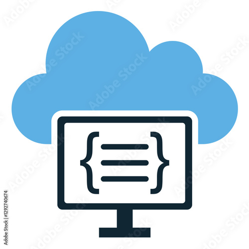 Server less computing icon vector illustrating cloud-based execution without dedicated servers. Perfect for cloud services, automation, scalability, and modern computing solutions.