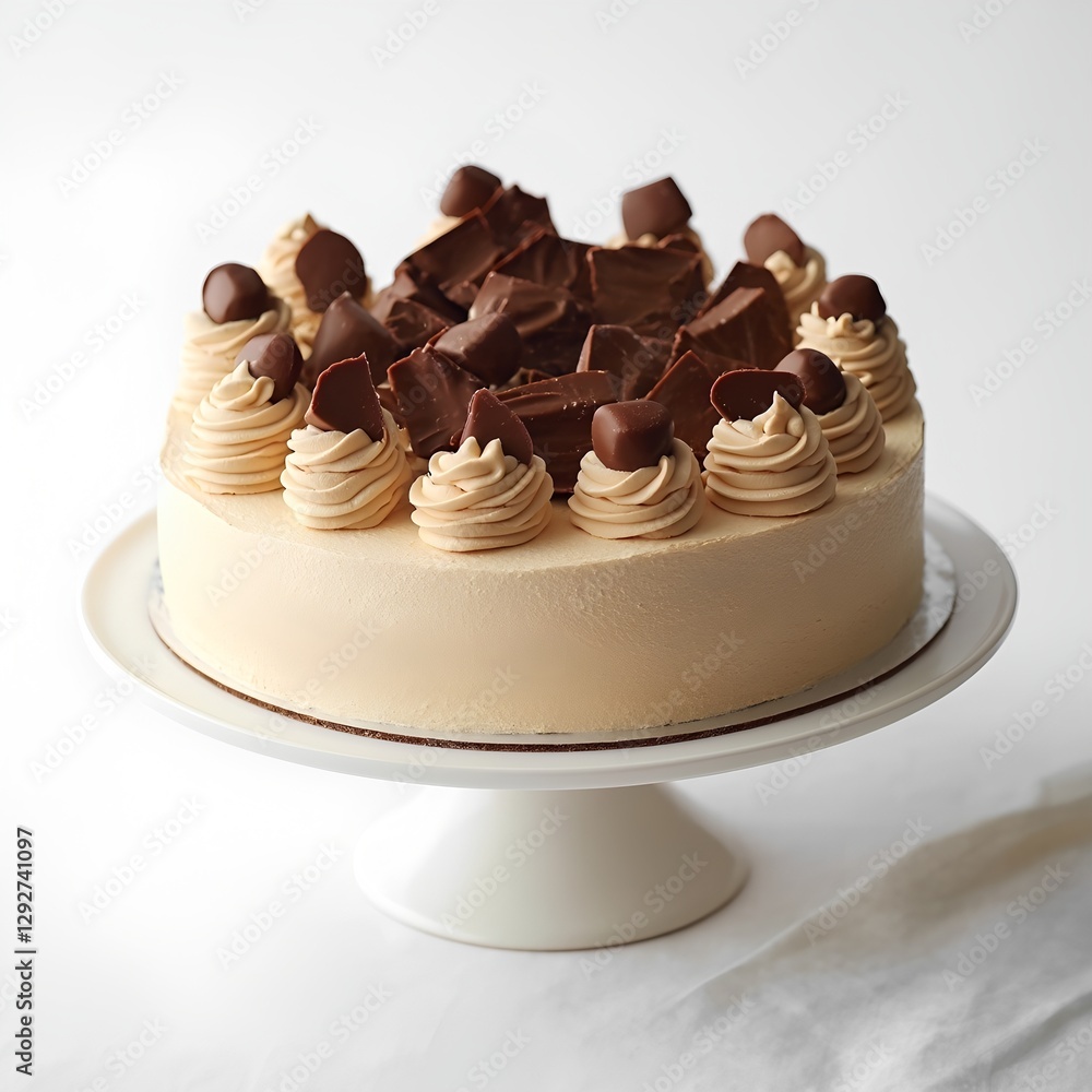Neutral-Toned Food Cake on White Background Neutral-Toned Food Cake on White Background