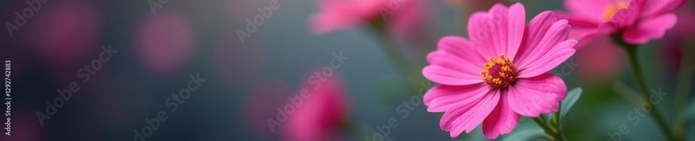 Vibrant pink flower against blurred floral backdrop, summer, soft, texture Vibrant pink flower against blurred floral backdrop, summer, soft, texture