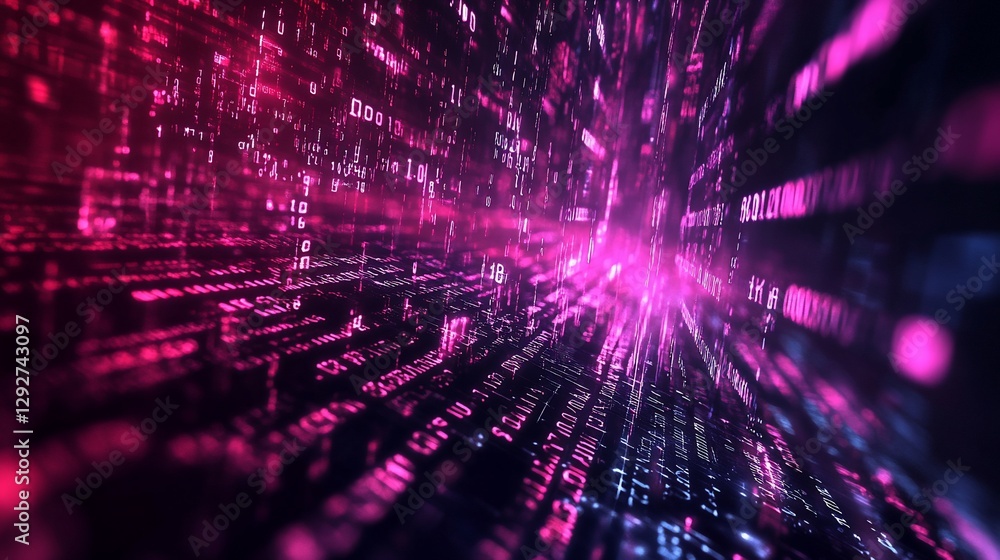 Abstract digital tunnel of glowing binary code. Abstract digital tunnel of glowing binary code.