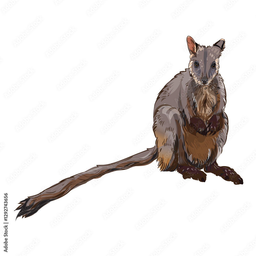 Obraz premium Realistic detail Brush-tailed rock wallaby vector illustration