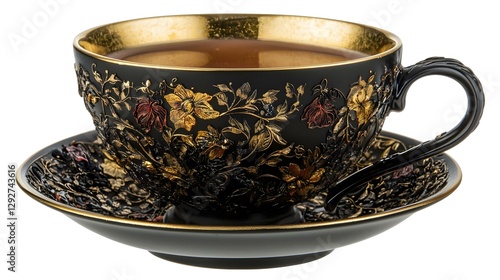 Black tea cup cutout Png file