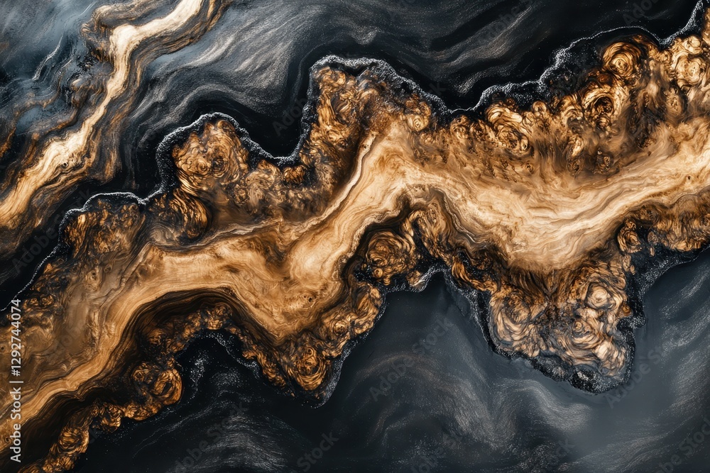 Obraz premium Walnut textured black epoxy design template