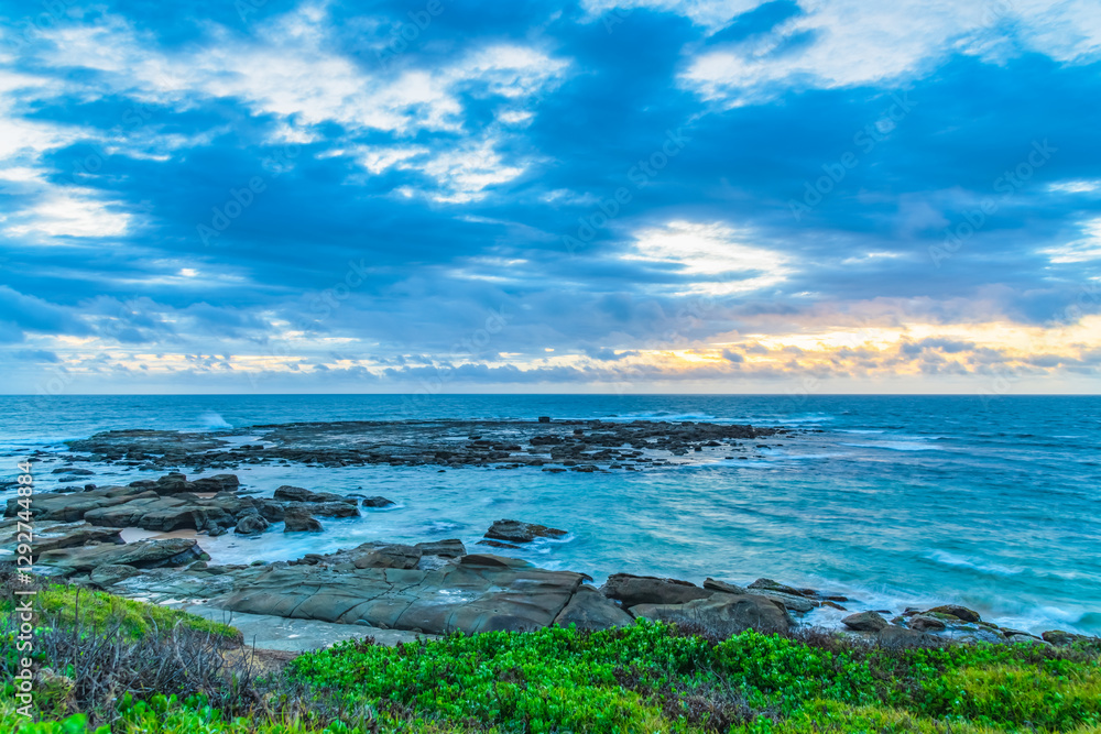 Sunrise seascape with strong southerly winds Sunrise seascape with strong southerly winds