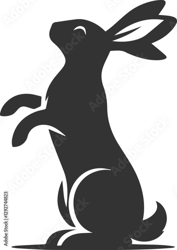 Rabbit standing on its hind legs, reaching for the sky animal silhouette vector