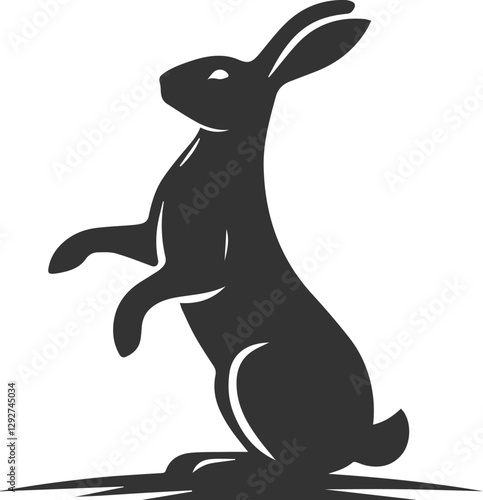 Rabbit standing on its hind legs, reaching for the sky animal silhouette vector