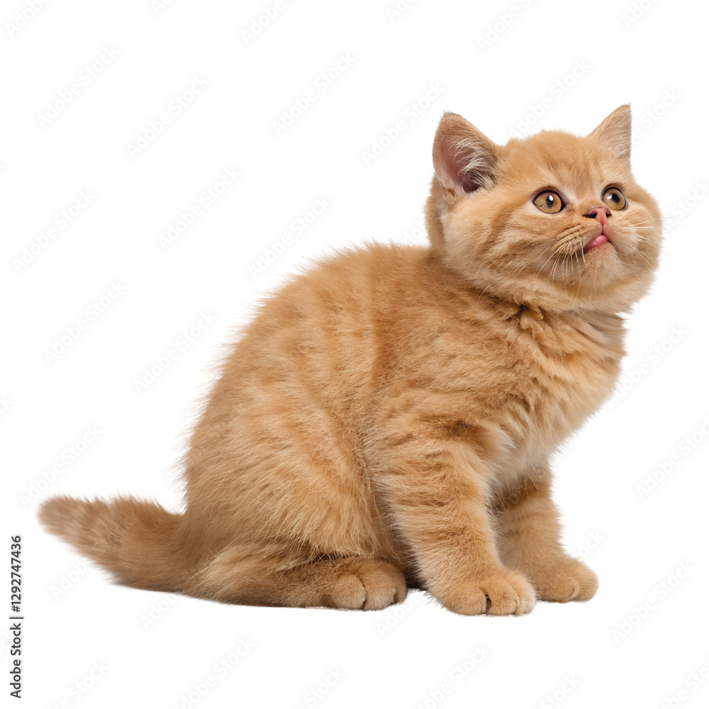 Fototapeta premium Funny orange British shorthair cat Isolated Trasnparent Background, Png Isolated, Trasnparent Background