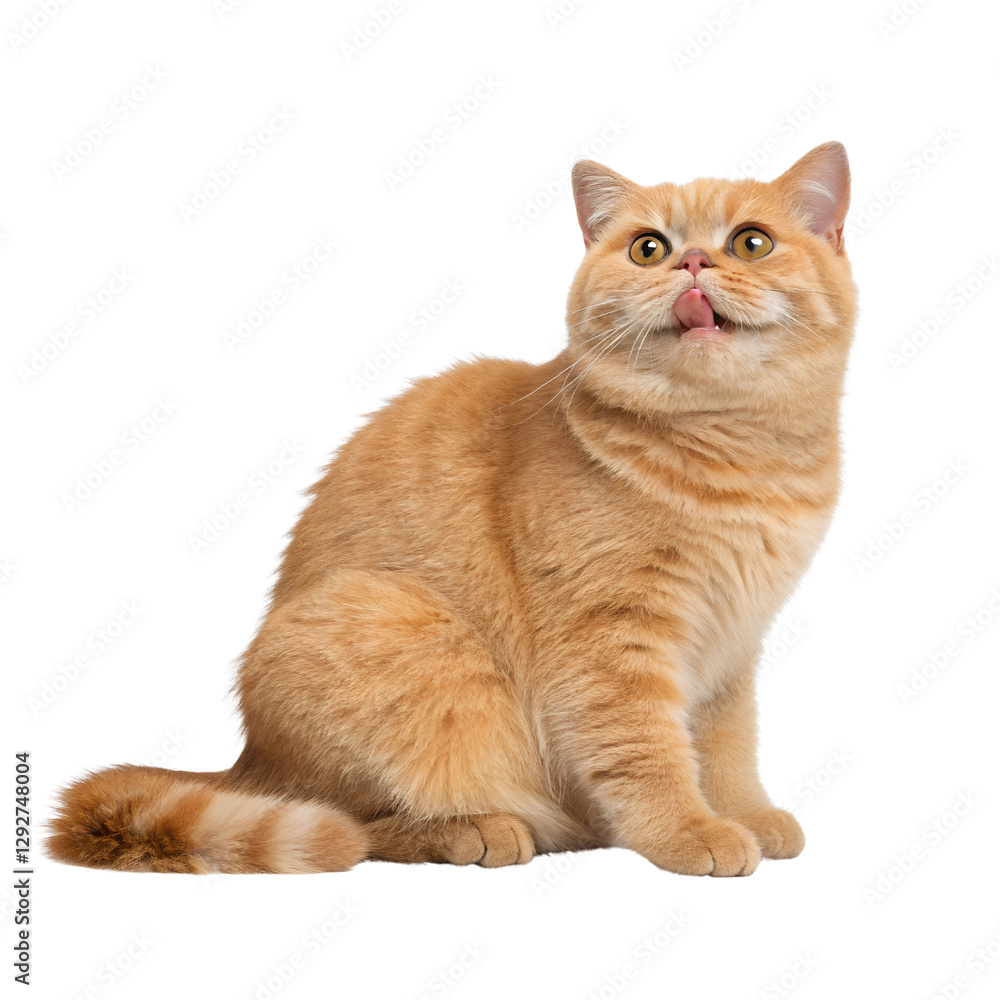 Funny orange British shorthair cat Isolated Trasnparent Background, Png Isolated, Trasnparent Background