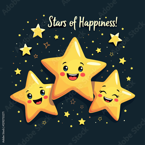 Twinkling Smiles of Celestial Joy: A Vector Representation of Happiness Personified through Radiant Stars