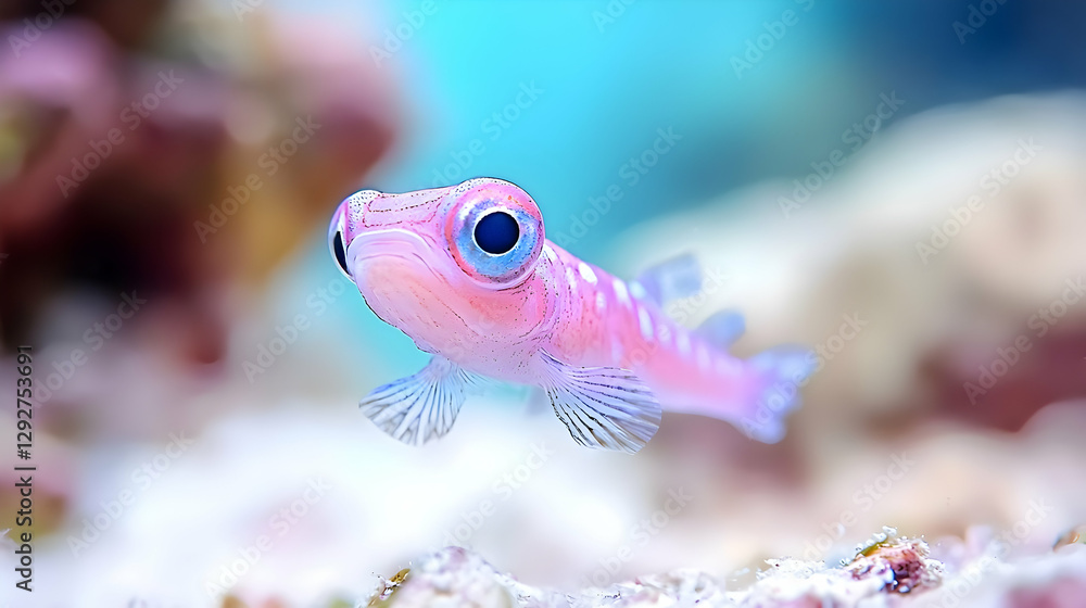 Fototapeta premium Pink pygmy goby swimming in coral reef aquarium