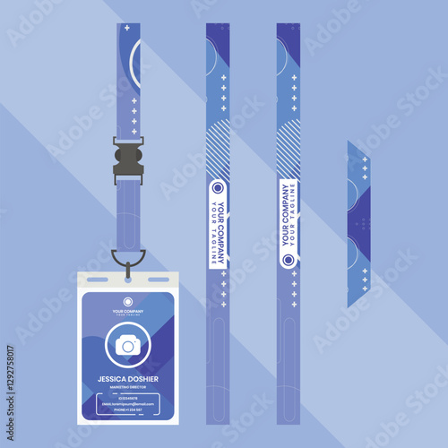 blue modern id card lanyard