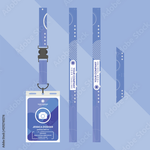 blue modern id card lanyard