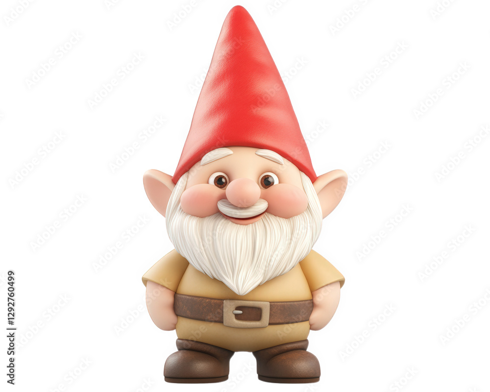 Obraz premium playful garden gnome with big red hat and cheerful expression, perfect for adding charm to any outdoor space. This whimsical character brings joy and fun to gardens