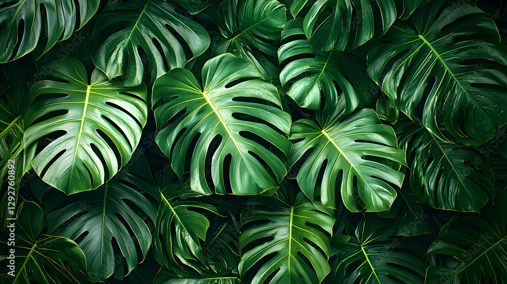 Lush Tropical Monstera Leaf Background Image Lush Tropical Monstera Leaf Background Image