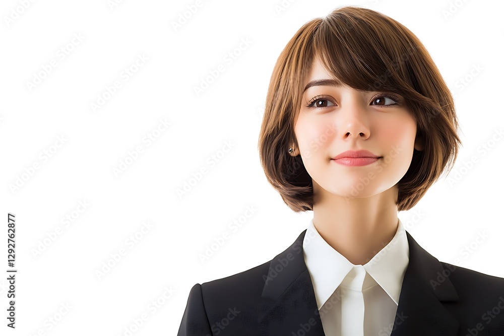 Young Asian businesswoman looking thoughtfully. Young Asian businesswoman looking thoughtfully.