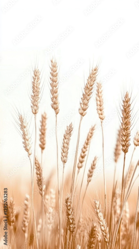 Fototapeta premium Golden Wheat Field Under Soft Light in Minimalist Landscape