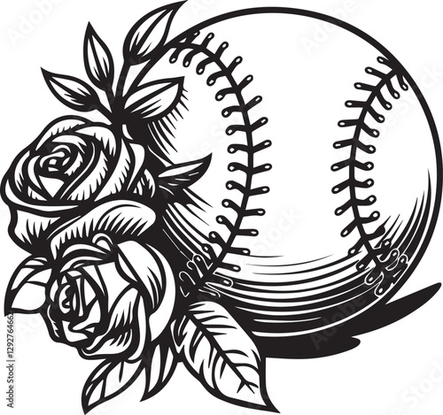 Floral Baseball A Blend of Sports and Elegance vector