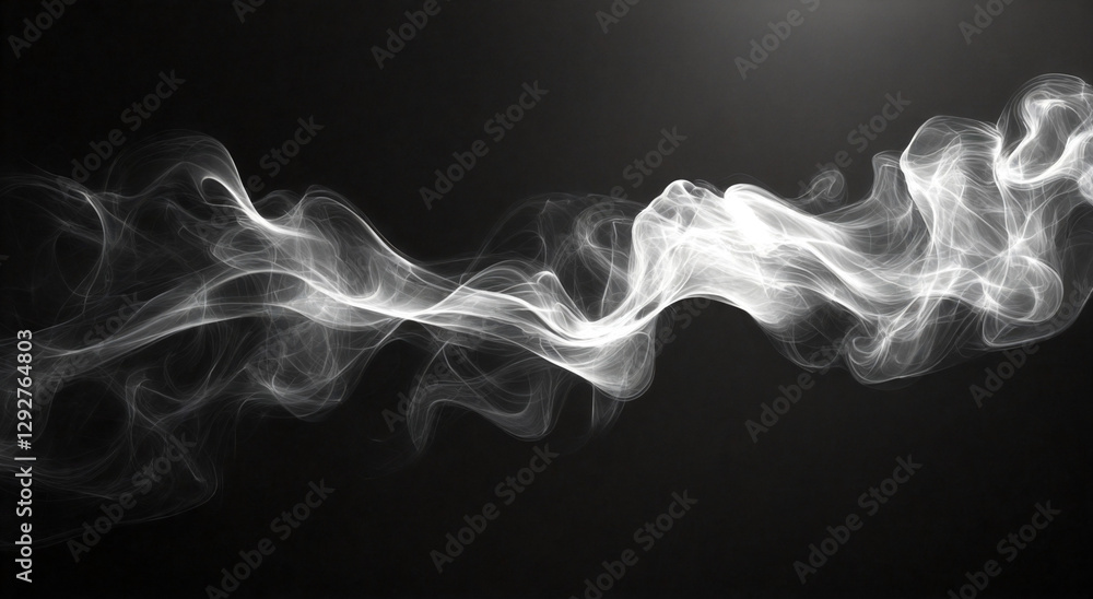 Elegant wispy white smoke trail on a black background Elegant wispy white smoke trail on a black background