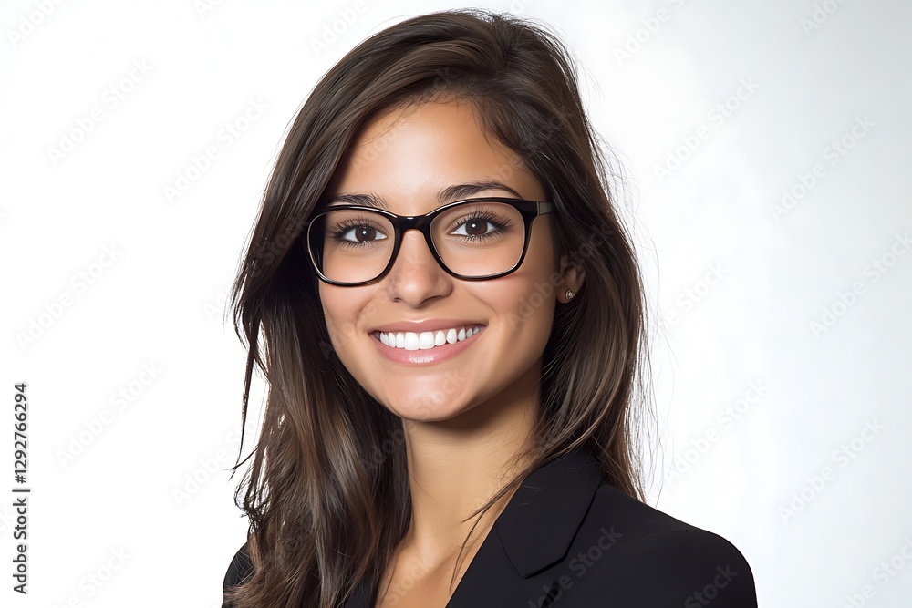 Smiling young woman in glasses, headshot. Smiling young woman in glasses, headshot.