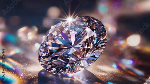 Close-up view of a sparkling diamond on a table.