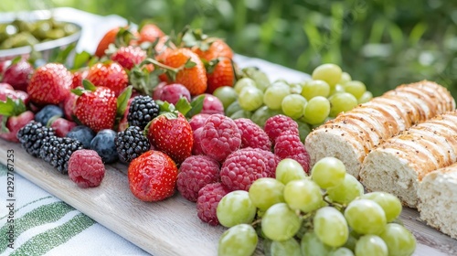 Wallpaper Mural Fruit and bread platter outdoors Torontodigital.ca