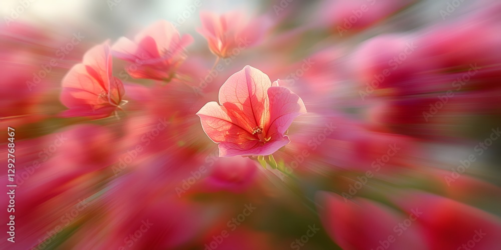Fototapeta premium pink flowers with a motion blur bokeh