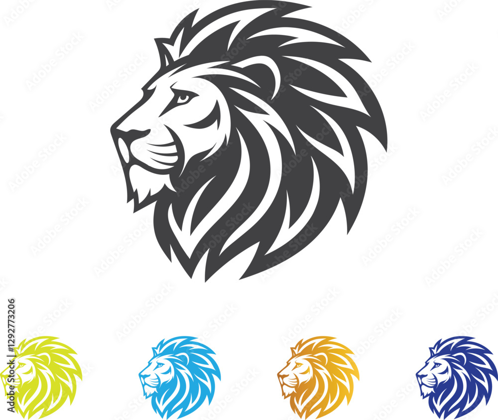 Fototapeta premium Bold and Powerful Lion Head Logo for Branding and Business Identity
