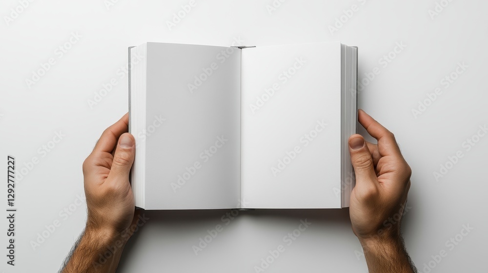 Blank book held open by hands. Ideal for showcasing designs, quotes, or text. Blank book held open by hands. Ideal for showcasing designs, quotes, or text.