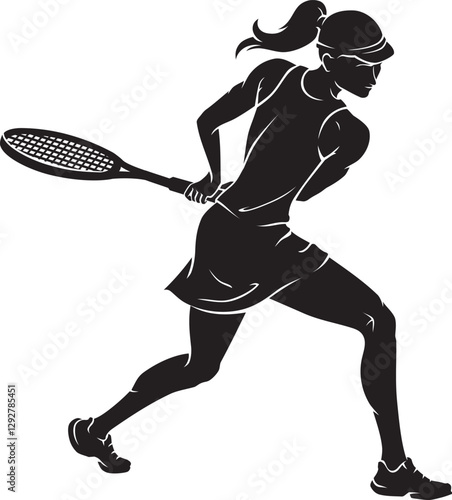 Tennis Player, Female Active Sport Silhouette