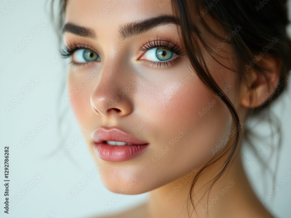 A young woman with flawless skin, her complexion glowing with a natural radiance, and delicate facial features that accentuate her unique charm. A young woman with flawless skin, her complexion glowing with a natural radiance, and delicate facial features that accentuate her unique charm.
