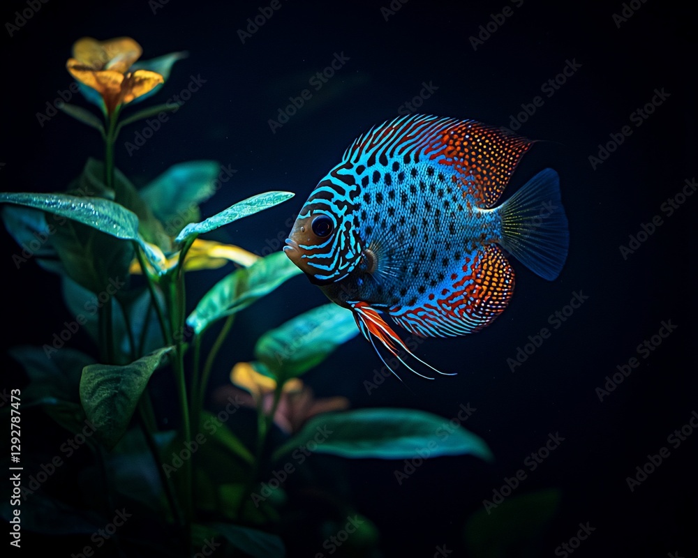 Vibrant fish in aquarium with aquatic plants Vibrant fish in aquarium with aquatic plants