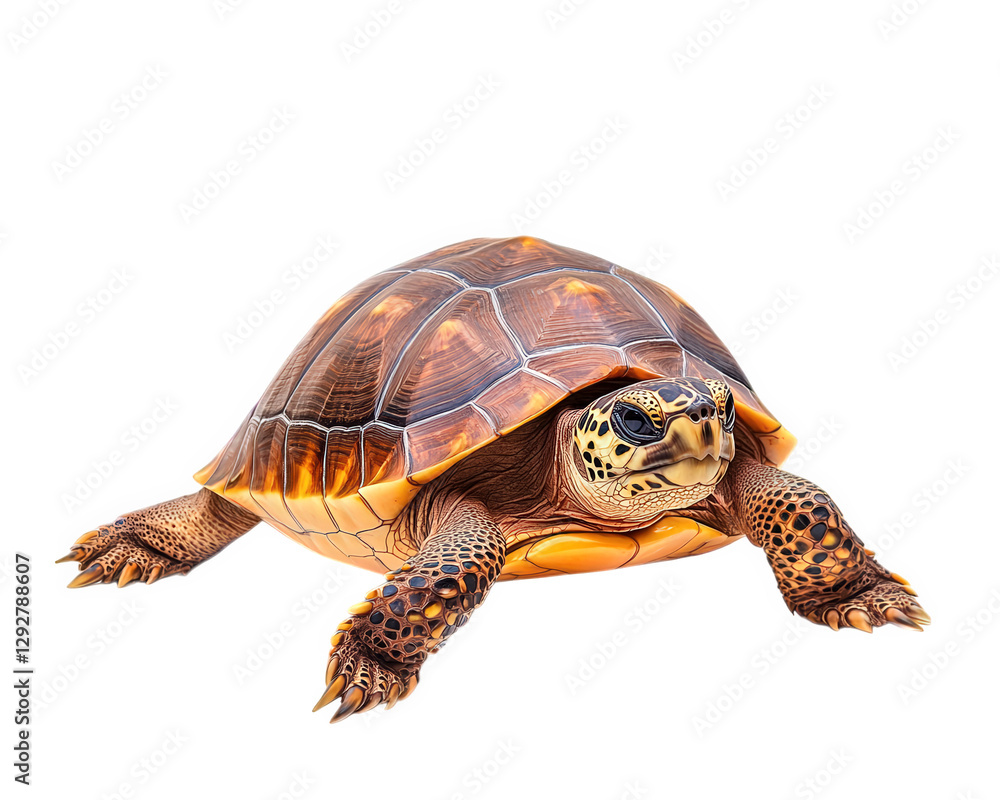 Obraz premium turtle with unique expression, showcasing vibrant colors and intricate patterns on its shell. This charming creature captures attention with its playful demeanor