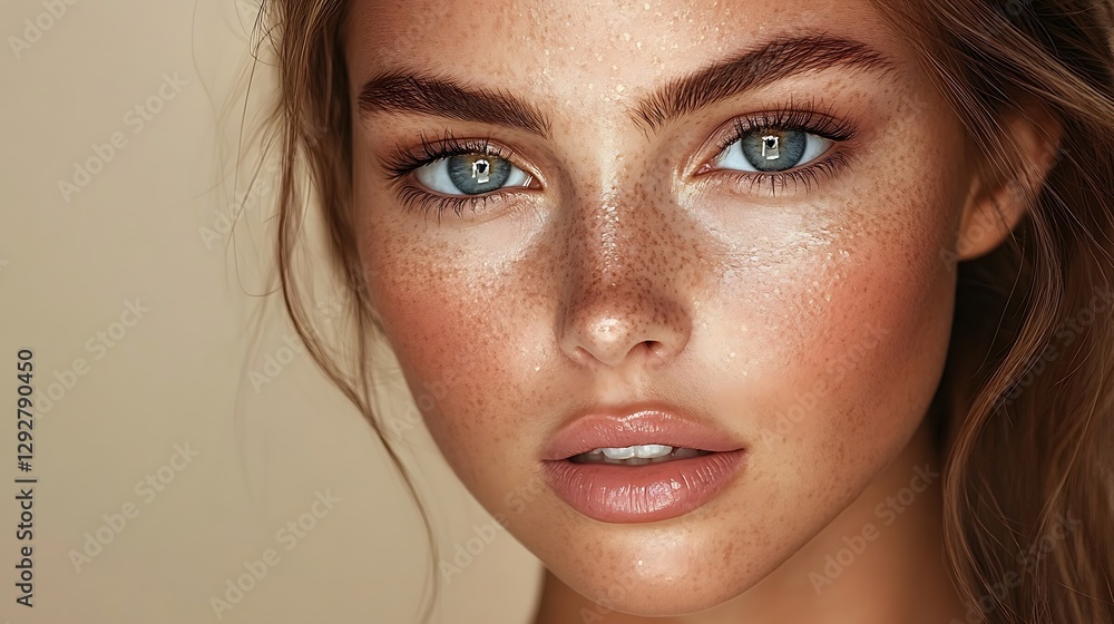 Woman's Face, Natural Makeup, Studio Shot, Beauty Woman's Face, Natural Makeup, Studio Shot, Beauty