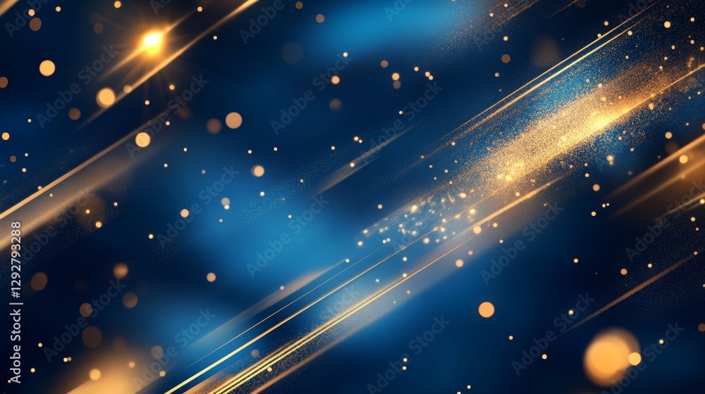 Fototapeta premium Elegant event design digital space graphic art luxurious environment visual concept sophisticated blue and gold aesthetic