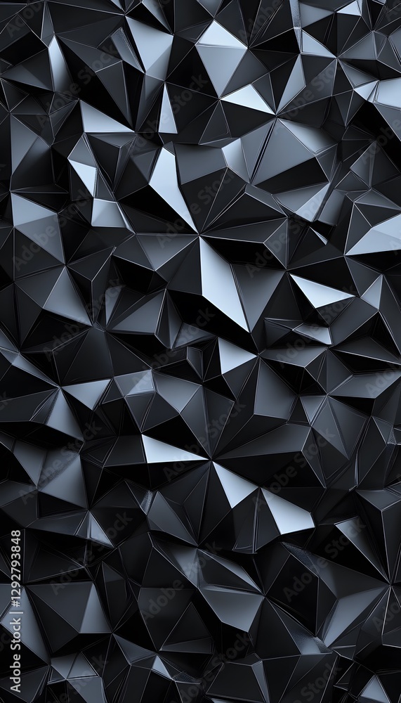 Fototapeta premium Abstract triangular polygon shapes in grayscale create a textured background