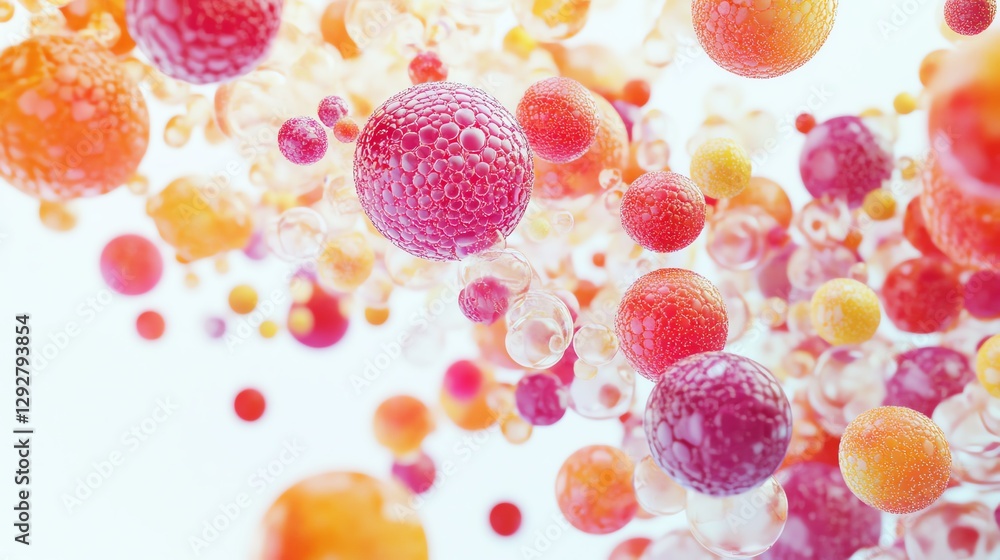 Colorful spheres with bubbles on a white background. Colorful spheres with bubbles on a white background.