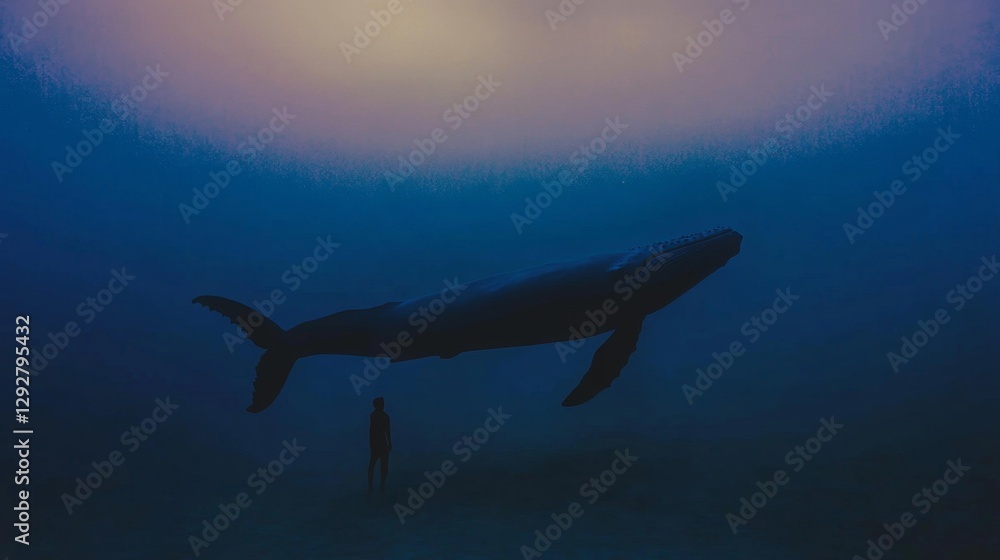 Obraz premium Dive into the deep sea mystery silhouette exploration ocean depths adventure story abyssal zone underwater perspective discover secrets